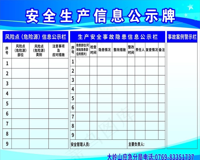 安全生产信息公示牌图片cdr矢量模版下载