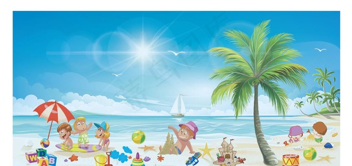 卡通沙滩图片