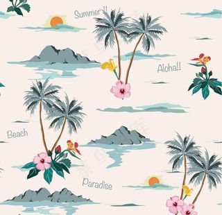 椰树太阳背景图图片