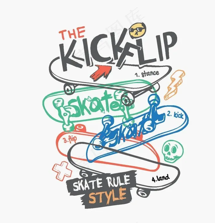 滑板 体育运动 SKATE图片eps,ai矢量模版下载