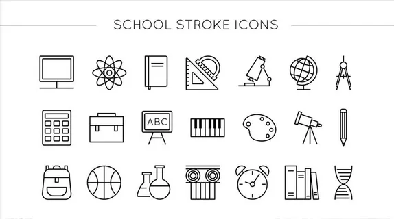 矢量线稿教育学习工具描边图标图片