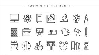 矢量线稿教育学习工具描边图标图片