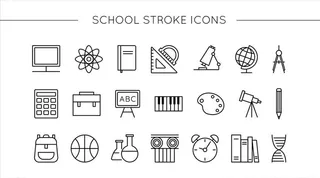 矢量线稿教育学习工具描边图标图片
