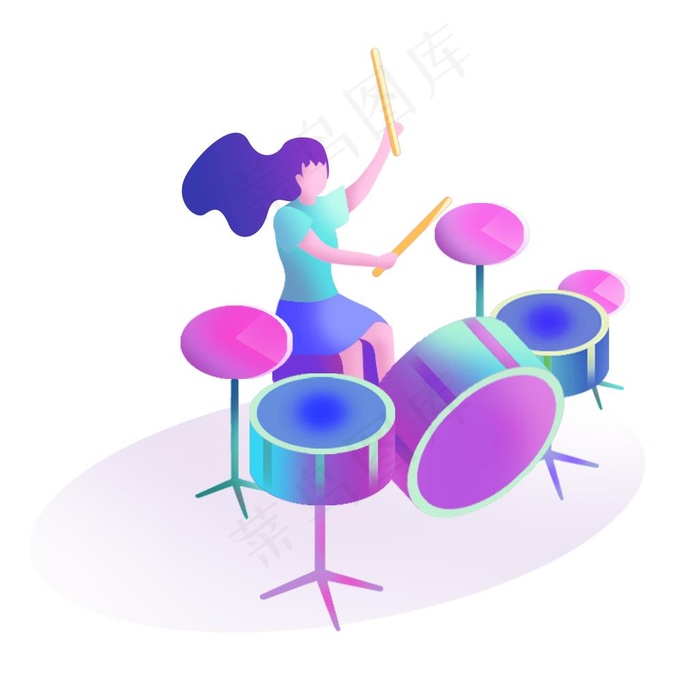 音乐节卡通人物元素图片(2000x2000)psd模版下载