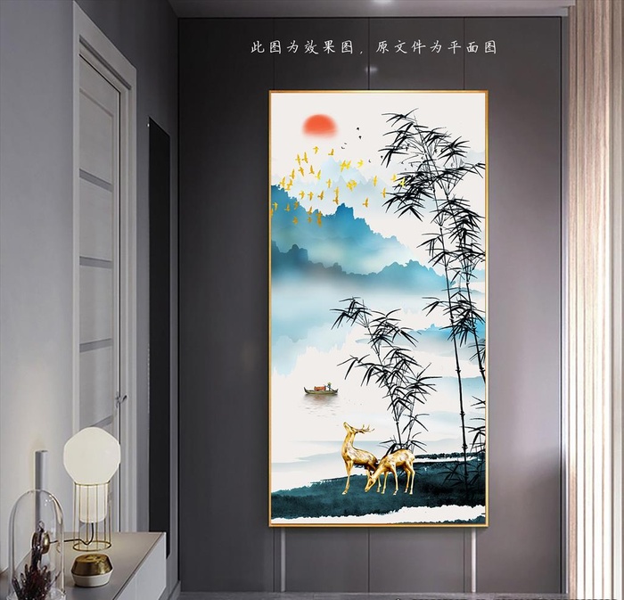 麋鹿玄关装饰画图片