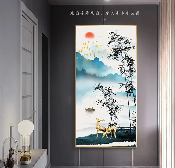 麋鹿玄关装饰画图片(2751x5669)psd模版下载