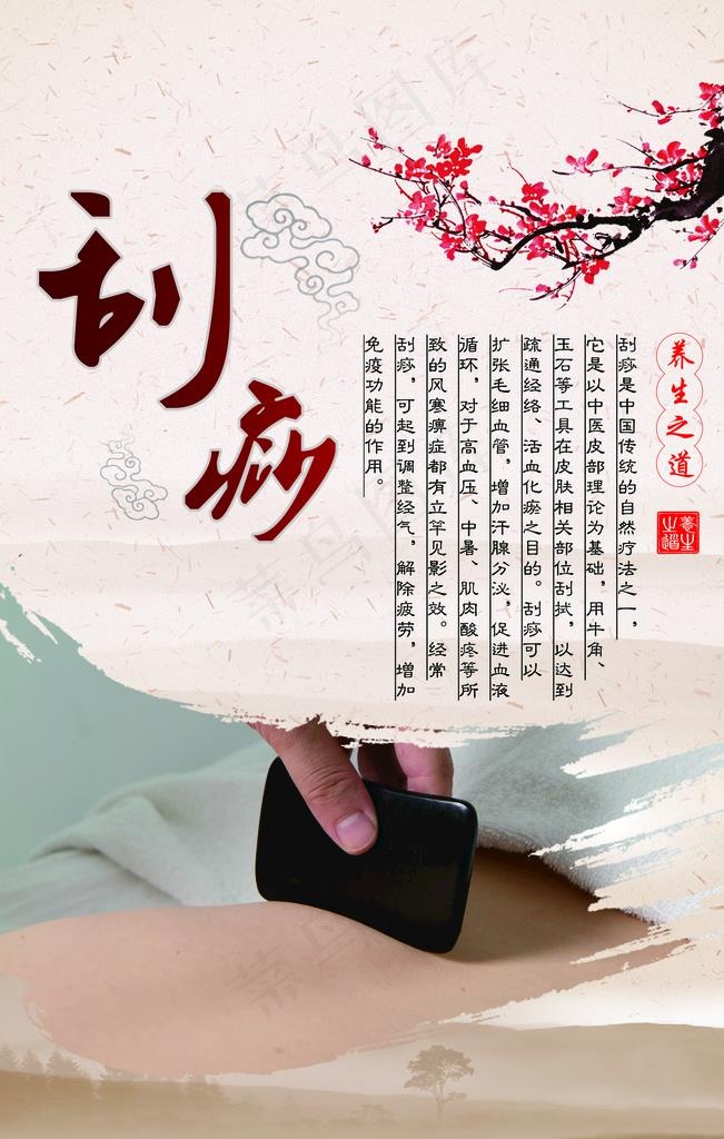 养生会所广告墙海报刮痧图片(7087x10630)psd模版下载