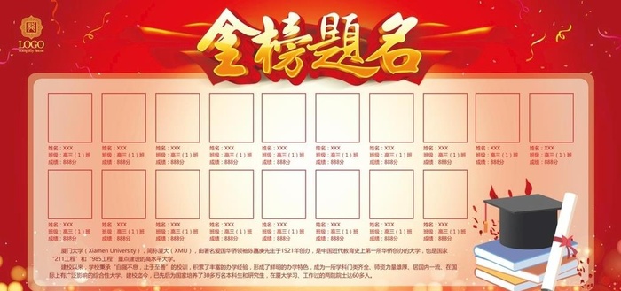 金榜题名展板图片(7087x3543)psd模版下载