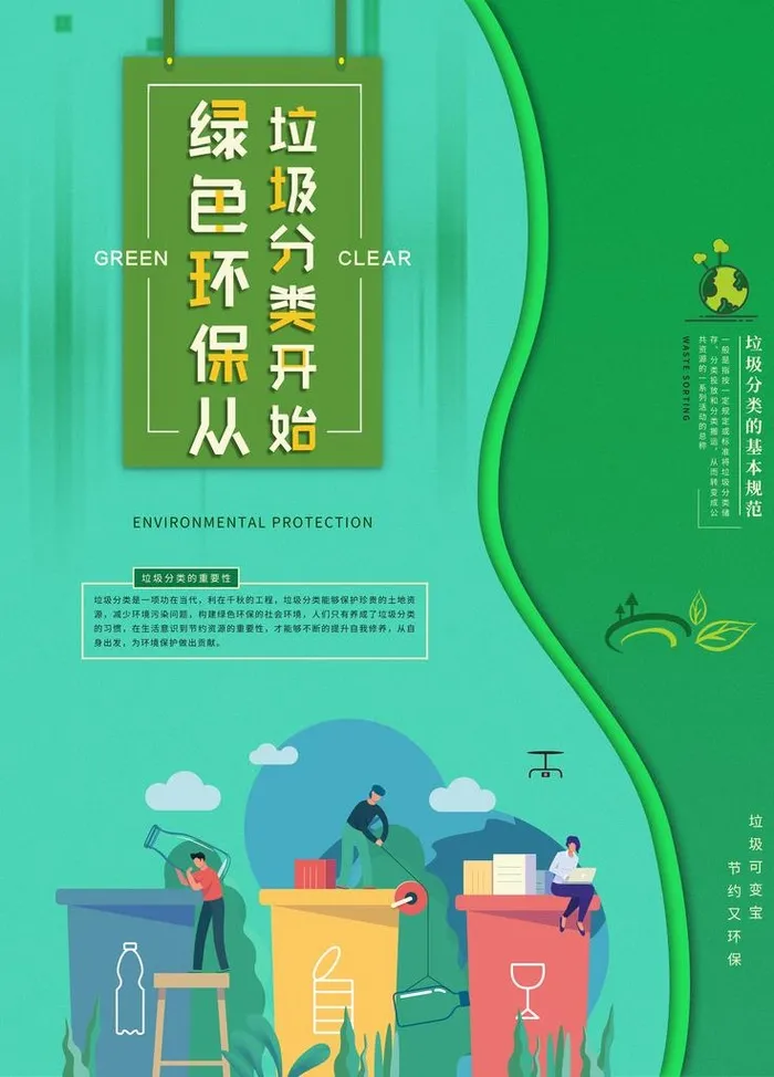 绿色环保垃圾分类宣传海报图片