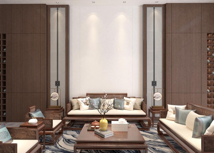 新中式效果图 PSD分层免抠图图片