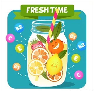 卡通酸果汁海报插图图片