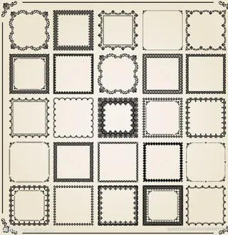 多款黑色复古正方形花纹边框图片