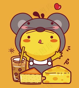 矢量插画 可爱老鼠吃货图片