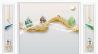 北欧麋鹿飘丝叶子图片