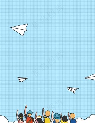 大气卡通毕业季放纸飞机背景设计图片