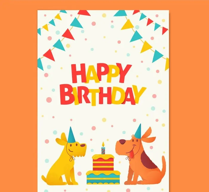 可爱狗生日贺卡设计矢量素材图片ai矢量模版下载