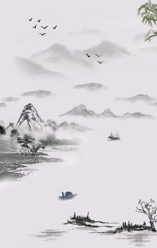 中式水墨山水背景图片