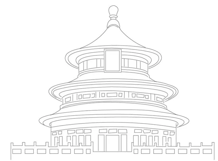 北京天坛线图图片ai矢量模版下载