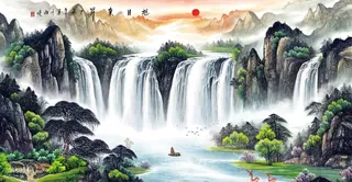 旭日东升背景画图片