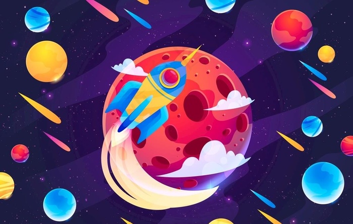 星球火箭背景图片eps,ai矢量模版下载