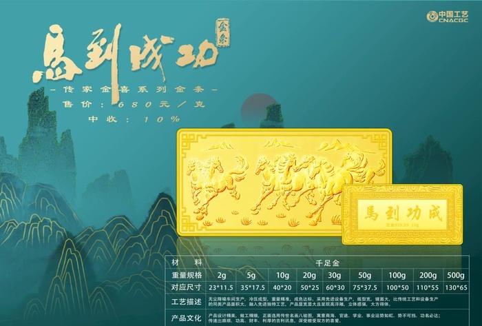 传家金喜系列《马到成功》金条图片(3508x2480)psd模版下载