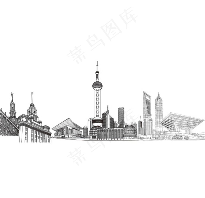 手绘上海地标建筑图片