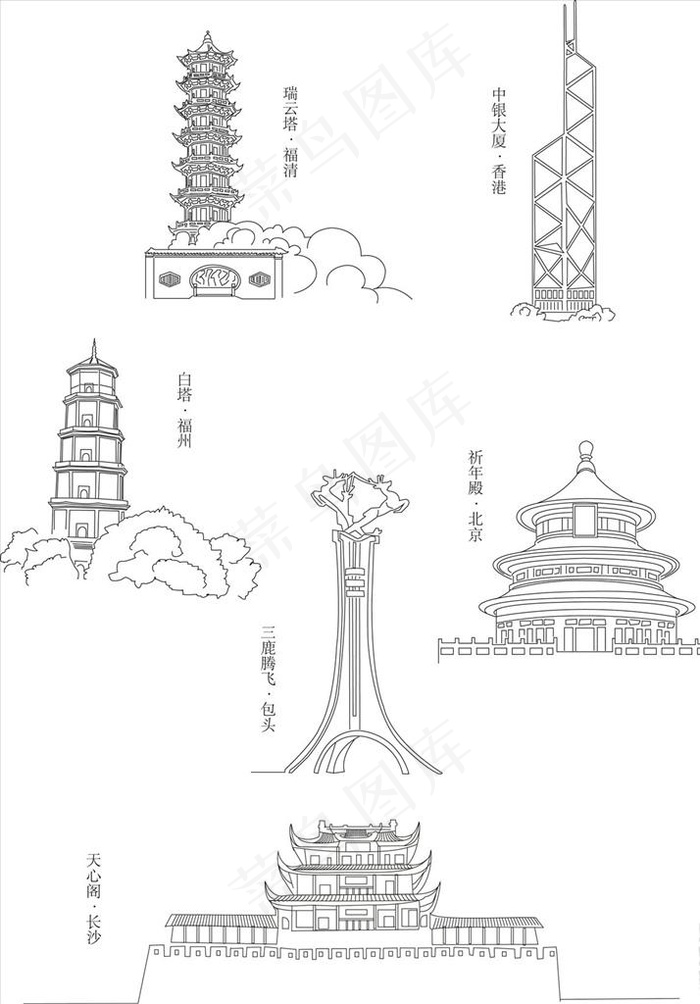 建筑线条图片ai矢量模版下载