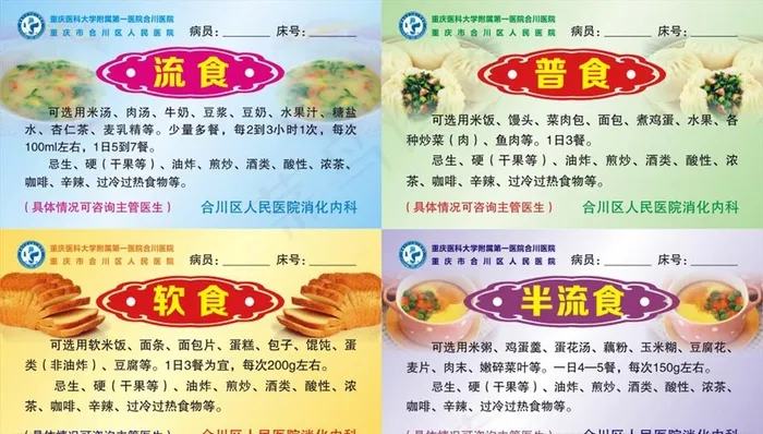 消化科饮食要求卡片图片(0*0像素())cdr矢量模版下载