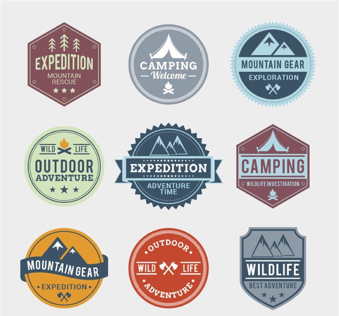 户外探险标签矢量素材图片