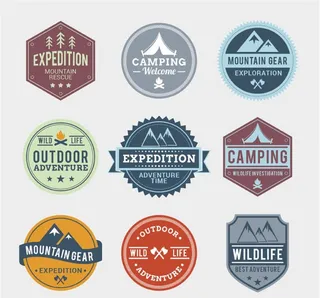 户外探险标签矢量素材图片