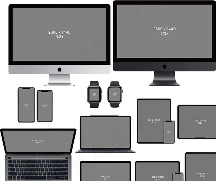 Apple产品样机模板图片ai矢量模版下载