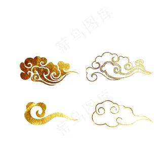 金属线条装饰卡通云朵元素图片