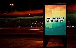 户外夜间广告牌展示样机图片