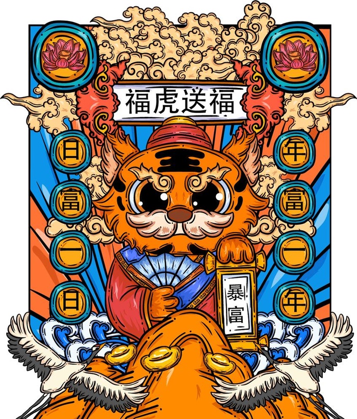 国潮虎年插画图片