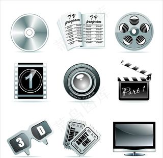 影视主题元素图标设计矢量素材图片