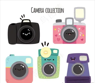 手绘卡通相机插图图片