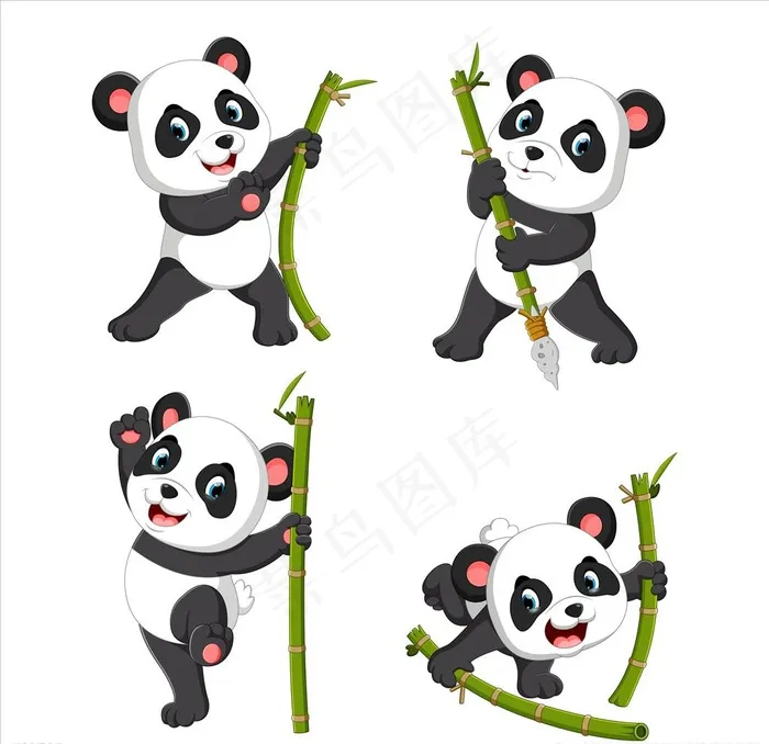 卡通熊猫图片ai矢量模版下载