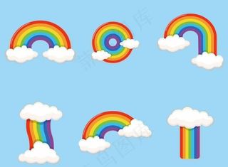 矢量卡通彩虹云朵图片