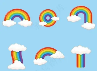 矢量卡通彩虹云朵图片