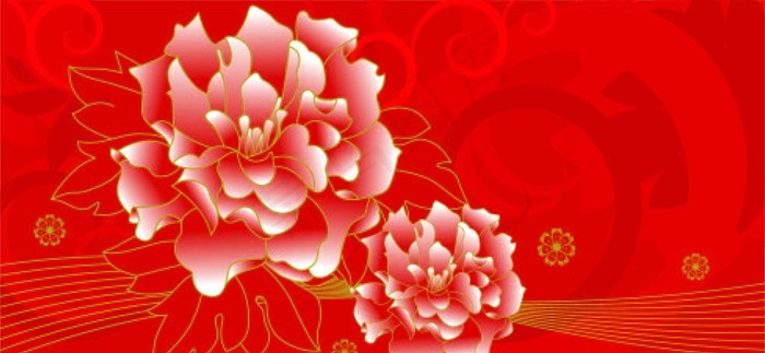 金边牡丹花卉背景矢量素材图片