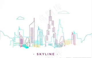 线性创意抽象城市建筑背景底纹图片