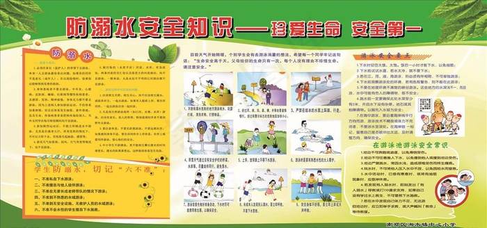 防溺水安全知识展板图片cdr矢量模版下载