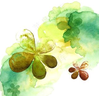 水墨四叶草插画图片