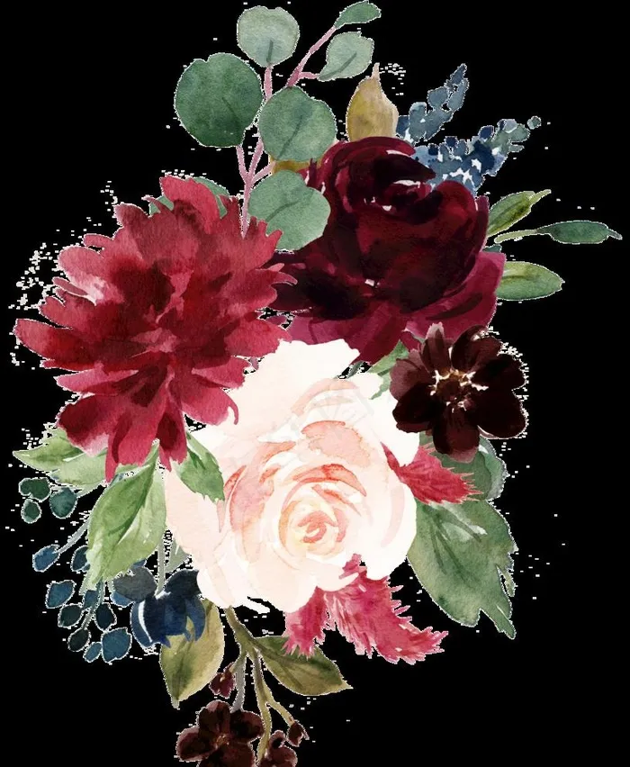 水彩花 免扣 PNG图片(3087x3877)
