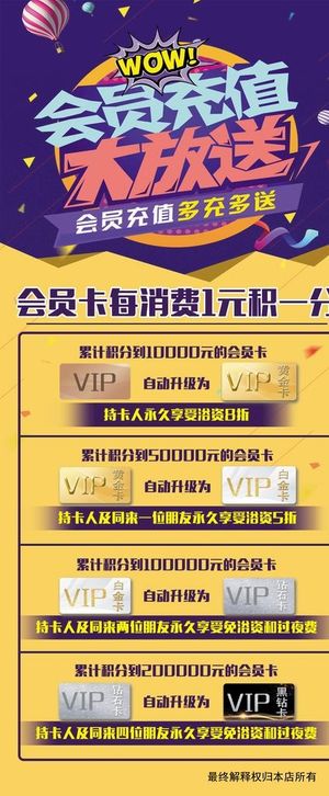 会员充值大放送展架图片