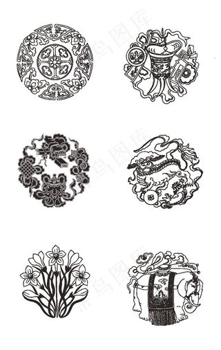 中式圆形花纹图片