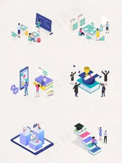 2.5D卡通矢量教育场景设计图片