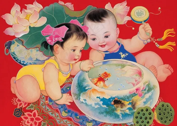 金童玉女 年画图片
