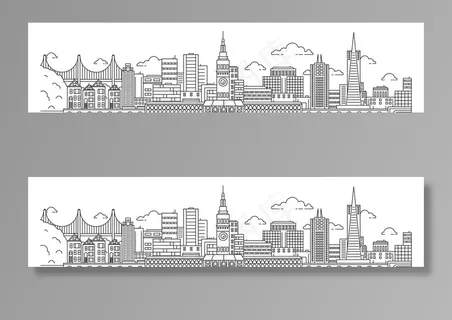 旧金山城市线稿图片