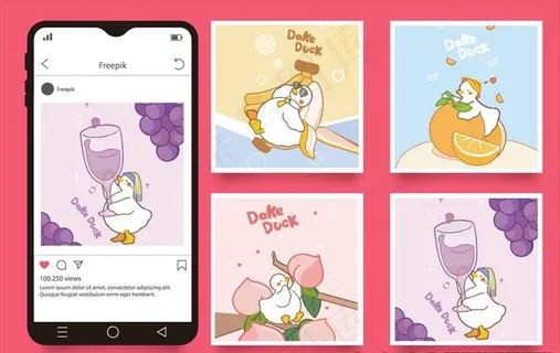 小清新鸭子水果图片